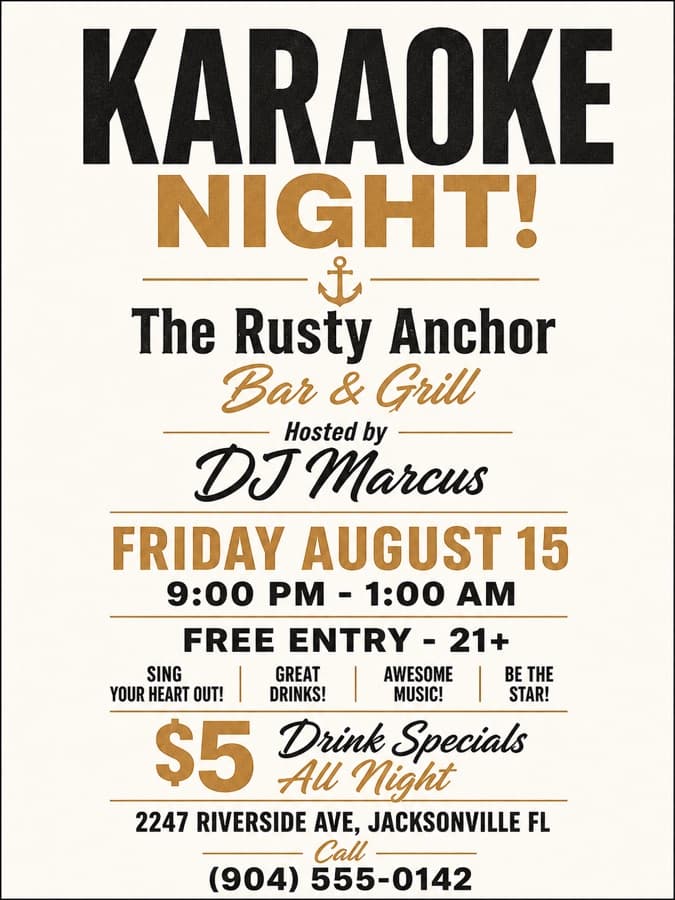 Redesigned karaoke night flyer
